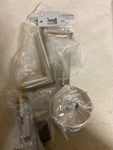 Omnia 12/38T.PA32D Satin Stainless Door Lever Set With Round Rose. Fixed Price $81.99.