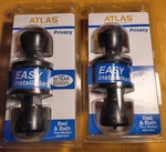 Lot Of 2 Atlas Oil Rubbed Bronze Button Lock Bath Privacy Doorknob Handle. Fixed Price $39.95.