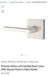 Emtek Privacy Helios Lever Square Rosette, Lh, Drive In, 5210HLOLHUS15 2-3/8. Fixed Price $75.00.