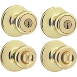 (6-2PK)-KWIKSET Polished Brass Exterior Entry Door Knob Lockset 243T Cp K2. Fixed Price $216.33.