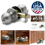 Keyed Lock Door Knob With Satin Stainless Finish - Simple Installation Included. Fixed Price $45.99.