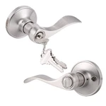 Gobrico Satin Nickel 1 Pack Keyed Entry Door Lever Reversible Drop Style Exterio. Fixed Price $52.51.
