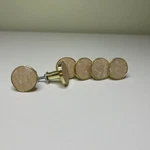 Round Stone W/brass Knobs/drawer Pulls Set Of 6 1.5 Unused. Fixed Price $15.75.