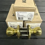 (3) Kwikset Typo Polished Brass Entry Knobs 94002-943. Fixed Price $39.60.