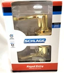 Schlage Keyed Entry Door Flair Lever F51 505 Bright Brass New In Box. Fixed Price $22.50.