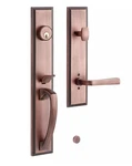Signature Hardware Aurick Solid Brass Entrance Door Set - Left Hand Bronze. Fixed Price $199.00.
