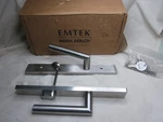 Emtek Assa Abloy Satin Steel Handles Round Lever Doorknobs Hardware. Fixed Price $88.00.