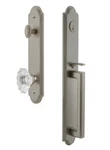 Grandeur Hardware Arc One-piece Handleset Grip & Biarritz Knob Satin Nickel. Fixed Price $166.99.