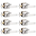 Gobekor 8 Pack Privacy Door Handles Brushed Nickel Interior With Lo. Fixed Price $150.81.