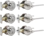 Jesstti Keyed Entry Lever & Single Cylinder Deadbolt Door Handle Set (3-PACK). Fixed Price $85.00.