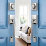 Gua Oyh Double Door Handle Set With Lever Key Satin Nickel Heavy Duty. Fixed Price $42.99.
