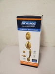 Schlage Plymouth Bright Brass Single Cylinder Door Handleset With Flair. Fixed Price $79.99.