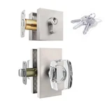 Brushed Nickel Crystal Glass Passage Door Knob And Single Cylinder Deadbolt C.... Fixed Price $57.15.