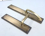 Signature Hardware Aurick Right Handed Solid Brass Dummy Door Lever Set 479314. Fixed Price $81.95.