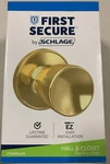 First Secure By Schlage Bed And Bath Interior Door Knob Gold, Always Unlock. Fixed Price $19.99.