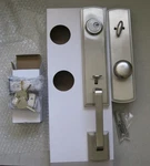 Delaney Briona Single Cylinder Handleset US15 Satin Nickel Right Santo Knob. Fixed Price $69.00.