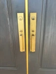 Heavy-duty Entry Door Weslock Brass Finish Complete Set. Fixed Price $89.00.