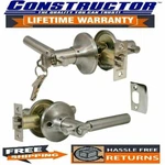 Constructor Rondo Entry Door Lever Handle Round Key Lockset Satin Nickel Finish. Fixed Price $14.98.