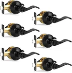Matte Black Wave Door Levers - 6 Pack Privacy Handles For Bedrooms & Bathrooms. Fixed Price $98.99.