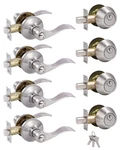 (4 Pack Keyed Alike Front Door Lever Lockset With Single Cylinder Deadbolt Co.... Fixed Price $127.94.