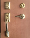 Kwikset Ashfield Front Entry Door Handleset Lock Polished Brass Lever. Fixed Price $174.99.