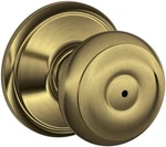 Schlage F40 609 Georgian Door Knob, Bed & Bath Privacy Lock, Antique Brass. Fixed Price $33.09.