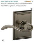 Schlage F40-ACC-ADD Accent Privacy Door Lever Set. Fixed Price $50.00.
