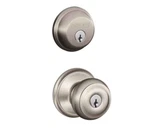 New Schlage FB50 Gc 619 Deadbolt Georgian Knobset Satin Nickel Combo Pack. Fixed Price $60.00.