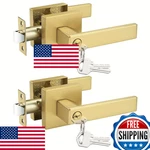Probrico 2 Pack Gold Entry Door Handles Satin Brass Heavy Duty Interior Exterior. Fixed Price $73.05.