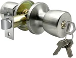 Jo.ko Door Knob With Lock And Keyed, Satin Nickel Round Ball Interior/exter. Fixed Price $15.62.