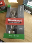 Kwikset Pismo Hall/closet Door Knob With Satin Nickel 97200-888 New BE4. Fixed Price $17.98.