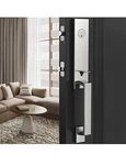 Brightify Front Door Handle Set With Lever, Silver Modern Exterior. Fixed Price $12.99.