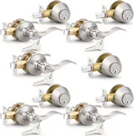 Satin Nickel Keyed Alike Entry Door Levers & Deadbolts Set - 5 Pack. Fixed Price $177.99.