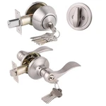 Gobrico Keyed Alike Front Door Exterior Lever 1 Pack, Satin Nickel. Fixed Price $46.99.