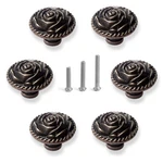 Perphin Vintage Rose Cabinet Knobs, Antique Bronze Cupboard 6 Pack,. Fixed Price $13.35.
