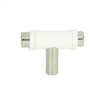 Atlas Homewares 288-WT/SS * White Leather Cabinet Knob, Stainless, Lot Of 6. Fixed Price $99.00.