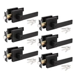 6 Black Matte Interior Door Handles With Lock - Modern Design Set. Fixed Price $112.62.