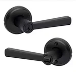 Kwikset Trafford Matte Black Keyed Entry Door Handle Reversible Smartkey. Fixed Price $24.00.