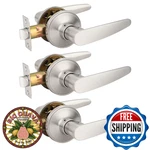 Probrico 3 Pack Passage Door Levers Keyless Handles Satin Nickel Hallway Closet. Fixed Price $91.07.