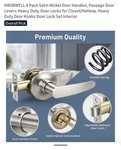 Knobwell Heavy Duty Lever Door Lock Handle Satin Nickel Finish 1 Pack. Fixed Price $14.99.