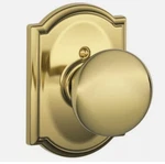 Schlage F170-PLY-CAM Plymouth Non-turning One-sided Dummy Door Knob Bright Brass. Fixed Price $18.00.