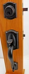 Schlage Camelot Handleset With Georgian Knob Aged Bronze F60VCAM716GEO #7XH. Fixed Price $62.99.