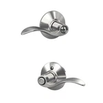 Door Lever Schlage F40 625 Accent Privacy Lock Bright Chrome Bath. Fixed Price $74.99.