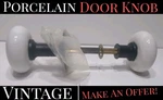 Antique Vtg White Ceramic Doorknobs Rim Locks Shanks Brass Signature Hardware. Fixed Price $34.90.