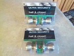 2 New Unopened Ultra Security Hall & Closet Door Knobs Nonlocking - Ss. Fixed Price $11.99.