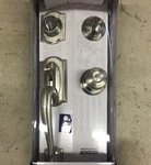Schlage (F60 619 Geo) Camelot Georgian Knob Handleset Satin Nickel Brand New. Fixed Price $90.00.
