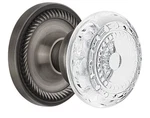 Nostalgic Warehouse Rope Rosette 2.75 Backset Glass Knob, Pewter, Privacy. Fixed Price $75.00.