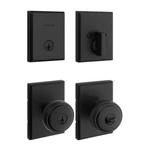 Kwikset Sora Matte Black Keyed Entry Door Knob & Deadbolt Combo Pack Smartkey. Fixed Price $44.99.