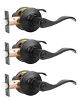 Mengico 3 Pack Black Modern Interior Door Lever Handle Lock Privacy Bedroom/bath. Fixed Price $109.82.