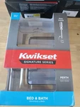 Kwikset 730PHL Perth Satin Nickel Square Straight Bed/bath Door Handle 97301-046. Fixed Price $17.98.